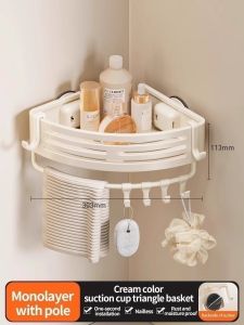 No Need To Drill Suction Cup Bathroom Shelf Shelves Shampoo Makeup Storage Holder Kitchen Organizer Rack Wall Mounted Shelf