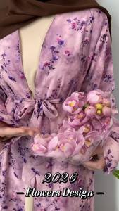Summer Ramadan Chiffon Modest Abaya Women Muslim Dress Front Open Printed Fashion Kimono Abaya