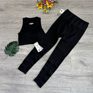 Bộ đồ tập gym yoga aerobic thể thao nữ NAQI áo bra kèm mút và quần dài lưng cao chất liệu thun dệt kim BINSPORTS BD265