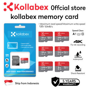 Kollabex Kartu Memori Ultra Micro SDXC Class 10 UHS-1 A1 120MB / s 32GB 64GB 128GB 256GB 512GB 1TB cocok untuk CCTV Dashcam Telepon Tablet