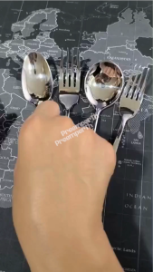 Preemperth-(1 คู่) ช้อนส้อม สแตนเลส SUS 304  งานโรงแรม ขัดเงา มีน้ำหนัก หนา ทน