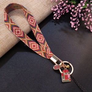 Handcrafted Short Mobile Phone Pendant Lucky Charm Bracelet Woven Design Ethnic Style Universal Protective Lanyard for Phones