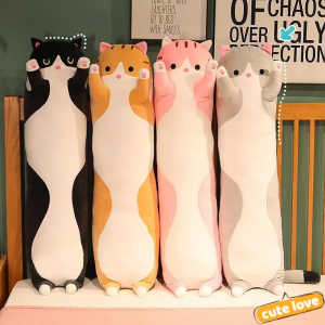 Cute Plush Cat Doll Soft Stuffed Plush Toy Kitten Long Throw Pillow Doll Toy Gift for Kids Girlfriend Girls Birthday Gift