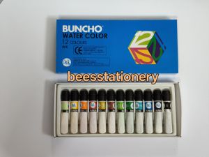 Buncho Water Color 12 Colours Set - White Tubes - Blue Box - Art Supplies - Stationery
