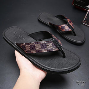 Mens Summer Outdoor Sandals Anti-Slip Trendy Thong Slippers Casual Rubber Bottom Hybrid Material Shoes for Spring Autumn