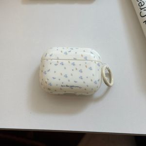 Vỏ Bảo Vệ Tai Nghe Màu Trắng Nền Xanh Hoa Nhỏ Màu Nâu Nhạt Cho AirPods 2/3/4/5 Pro2 Pro3 Vỏ Bảo Vệ TPU