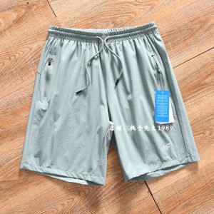 Mens Summer Sport Pants Thin Breathable Quick Dry Casual Five-Point Shorts Elastic Waist Polyester Fiber Sports Wear