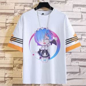 เสื้อยืดแขนสั้นลายการ์ตูนสำหรับนักเรียน ฤดูร้อน 2023 ผ้าฝ้ายผสม คอกลม ทรงหลวม สำหรับผู้ชายและผู้หญิง