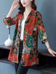 QIAOXIZI | Loose-Fitting Belly-Hiding Mid-Length Summer Shirt with 3/4 Sleeves