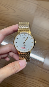 Đồng hồ nam nữ cặp đôi ANBSHOP OMEHA 3640M dây thép hạt gạo kính sapphire có lịch ngày size 28mm và 38mm
