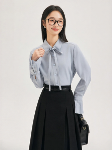 MOVK | Áo Sơ Mi Dài Tay Màu Xanh Thiết Kế Độc Đáo Elegent