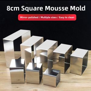 Stainless Steel Baking Mold 8cm High Square Cake DIY Tiramisu Mousseline 4-14 Inch Kitchen Cooking Tools Baking Utensils