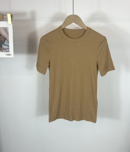 Áo Thun Cotton Cổ Tròn Tay Ngắn Ôm Vừa Vặn Màu Caramel Phong Cách Bắc Âu Dành Cho Nữ Mùa Hè Thường Ngày Thoải Mái