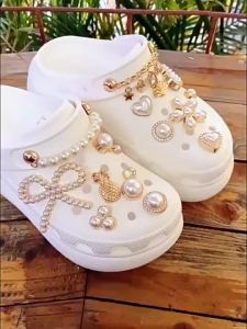 Metal shoes charm cross charm Shoe Buckle Hole Shoe Accessories metal Pearl Bow High Quality Shoe Accessories