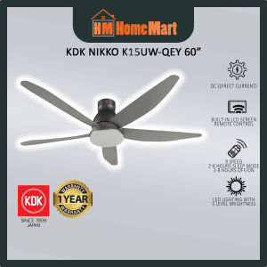 (FREE GIFT) KDK NIKKO K15UW QEY/REY 60" DC Motor Remote LED Celling Fan (Elegant Grey) (1 Year Warranty)