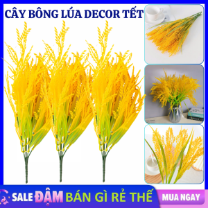 Combo 3 Cành Bông Lúa Giả Trang Trí Tết Cây Lúa Thần Tài May Mắn – Cành Lúa Vàng Nhựa Cắm Bình Decor Nhà Cửa Tài Lộc