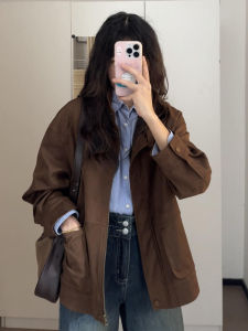 Ge·an·fei | Vintage Cafe Brown Stylish Petite Short Jacket