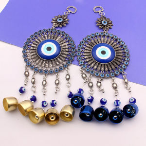 1pcs Evil Eye Wind Chime Sunflower Glass Blue Eyes Copper Two Eyes Bell Hanging Pendant European and American Style Wind Chimes Lucky Charm 2026