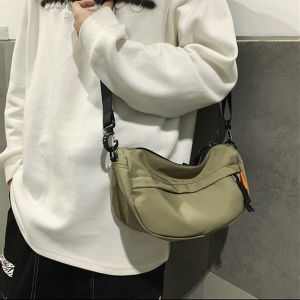 Mens Crossbody Bag 2023 New Style Dumpling Bag Versatile Trendy Waist Bag for College Students Casual Soft Nylon Fabric