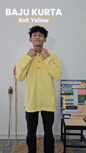 Brand Sempurna Kurta Raya Warna Soft Yellow Modern Slim Fit Cotton Sedondon Baju Raya - ( D016K ) KD