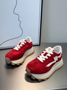 รองเท้าผ้าใบสไตล์เกาหลีส้นหนาสำหรับผู้หญิง สวมใส่สบาย พื้นยาง รองเท้าผ้าใบแบบสวม ฤดูใบไม้ผลิ 2025