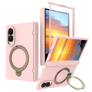 Alloy Rotating Magnetic Stand Case For Samsung Galaxy Z Fold 8 Ultra 7 6 Tempered Glass Anti-Fingerprint Drop Protection Cover