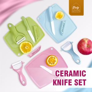 DAILY LIVING CERAMIC KNIFE SET / PISAU DAPUR SET 3 IN 1 TALENAN DAN PENGUPAS BUAH