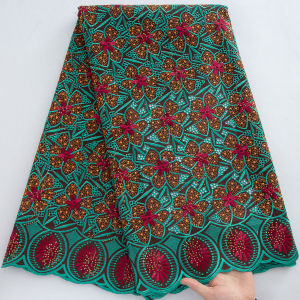 5Yards African Swiss Voile Lace Fabric - Black with Vibrant Pink Floral Embroidery Cotton For Traditional African Clothing & Sew