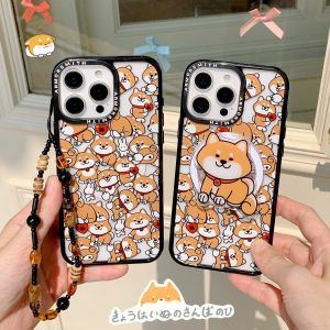Cute Cartoon Akita Dog Magnetic Absorption Acrylic Phone Case for  17 15 Creative 14pro Female Model 13 Anti-fall Protective Cover