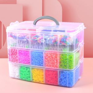 ชุดทำสร้อยข้อมือและสร้อยคอ DIY แบบยางยืดสามชั้น สำหรับเด็ก ชุดอุปกรณ์งานฝีมือ กล่องของขวัญวันเกิด