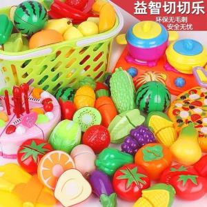 Simulated Fruit & Vegetable Cutting Toys Set for Children Role Play Housekeeping Games Educational Plastic Toys for Girls