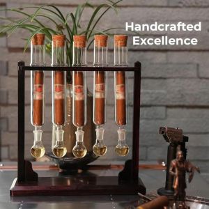 XMSJ | Cigar Flavor Injector Humidifier Cigar Infuser Glass Tube Humidor Hanging Display Rack with Straight Pipe Ball Base Wooden Plug