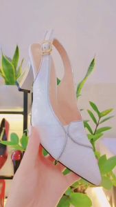 Giày sandal nữ cao gót 6cm hàng hiệu rosata hai màu đen trắng thời trang cao cấp ro551