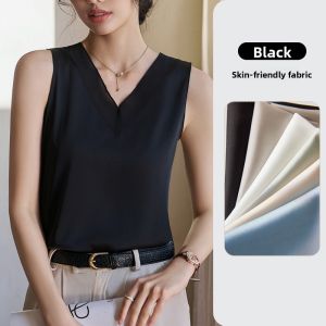 miiow | Cat Lady V-Neck Sleeveless Vest Womens Versatile Base Layer Matching Suit Prevent Exposure Top Outerwear Wide Shoulder