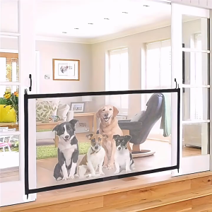 Lovinland Mesh Gates for Pets Dogs Cats Magic Pet Gate for The House Portable Puppy Safety Fence Guard for Stairs and Doorways Easy Installation