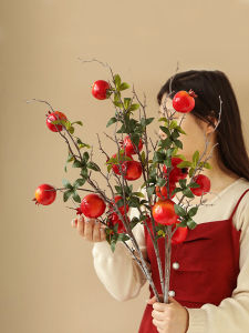Artificial Flower Pomegranate Decorative Decoration Living Room Dining Table Dried Flower Inserting Bouquet Persimmon Fortune Fruit Branch Decoration