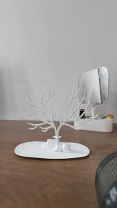 EELHOE | Desktop Jewelry Display Organizer Multi functional Tree Stand With Tray Earrings Necklaces Rings Jewelry Storage Box Decoration