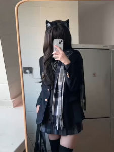 Original Firestar JK Uniform Dress High Waist Plaid Half Skirt Womens Feel Good Dog Short Clear Skirt Tailored for Autumn Winter