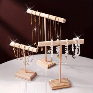 ไม้แบบพกพาสร้อยข้อมือ T-Bar Rack ขาตั้งเครื่องประดับสําหรับกําไลข้อมือนาฬิกาสร้อยคอ Home องค์กรผู้ถือตู้โชว์