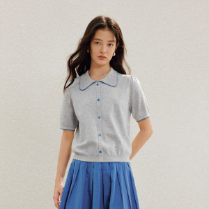 INMAN | Áo Knit Tay Ngắn Peter Pan Collar Dáng Regular Fit Thoải Mái
