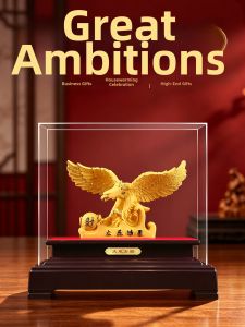 YISHUIGE | Eagle Figurine Lucky Gold Velvet Decor Ornament
