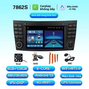 Đầu Radio Màn Hình Cảm Ứng 7 Inch 2DIN LELV 4G Android 13 BT Carplay Android Auto Cho Mercedes Benz E Class W211 Với WiFi Và Điều Khiển Vô Lăng