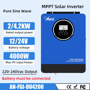 2KW/4.2KW MPPT Hybrid Solar Inverter Off Grid Inverter Pure Sine Wave Inverter 48V Input 220VAC Output Build in 120A Solar Controller MAX 500V PV Solar Inverter