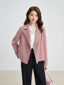 Koradior | Elegant Commuter Large Lapel Short Wool and Silk Blended Jacket
