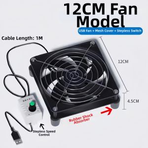 USB Cooling Fan Router Set Top Box Modem Integrated Stepless Speed Regulation 5V