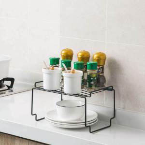 Homenhome Stackable Iron Rack Cabinet Dish Rack Kitchenware Condiment Storage Rack