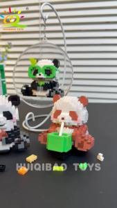 HUIQIBAO | HUIQIBAO Mini Cute Panda Mouse Micro Building Blocks 3D Animal Diamond Model Bricks DIY City Construction Toys for Adult Gift