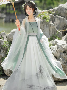 Song Dynasty Style Large Sleeve Shirt And Waist Length Skirt Womens Hanfu Traditional Chinese Clothing Element Modified Spring Summer