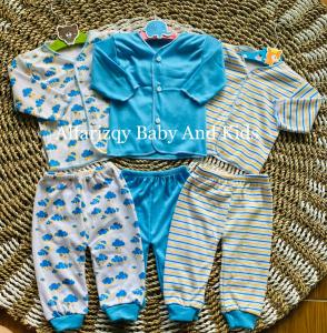 Serian Biru 3 Pasang/3 Setelan Baju Panjang Bayi Newborn