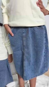 Classic Denim Midi Skirt for Girl